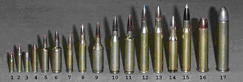 Resultado de imagen de fotos de balas de distintos calibres